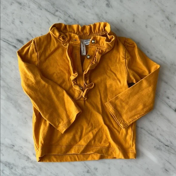 Janie and Jackie, Baby Girl Ruffle Cuff Shirt & Plaid Pant, Set, 6 -12 Month - Picture 2 of 5